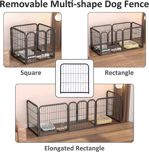Fhiny Dog Playpen، 6 لوحات داخلية سياج هزلي ممارسة القلم المحمولة جرو بيت الكلب الثقيلة الضميمة المعدنية في الهواء الطلق قفص قفص للكلاب الصغيرة المتوسطة الأرانب القطط in Saudi Arabia