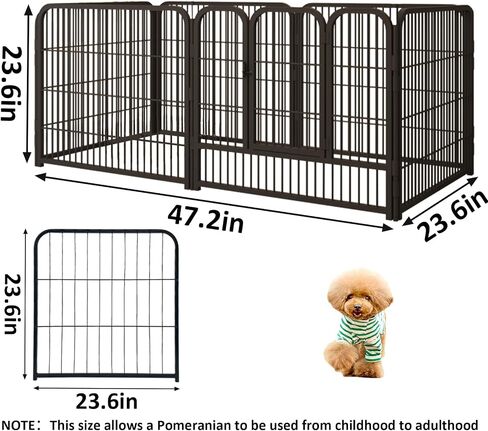Fhiny Dog Playpen، 6 لوحات داخلية سياج هزلي ممارسة القلم المحمولة جرو بيت الكلب الثقيلة الضميمة المعدنية في الهواء الطلق قفص قفص للكلاب الصغيرة المتوسطة الأرانب القطط in Saudi Arabia