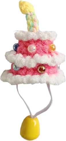 Knitted Mini Pet Birthday Cake Hat with Adjustable Strap for Snake Hamster Reptile Blue Small in Saudi Arabia
