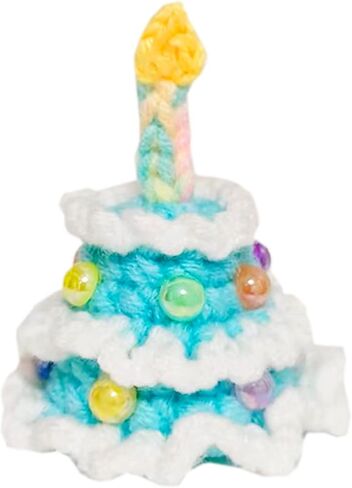 Knitted Mini Pet Birthday Cake Hat with Adjustable Strap for Snake Hamster Reptile Blue Small in Saudi Arabia