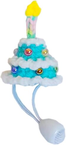 Knitted Mini Pet Birthday Cake Hat with Adjustable Strap for Snake Hamster Reptile Blue Small in Saudi Arabia