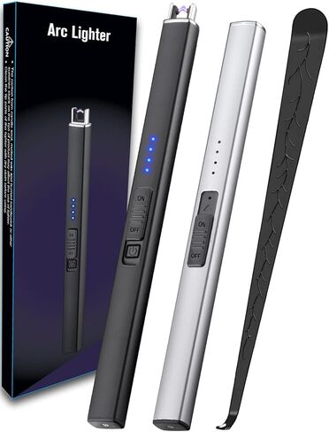 2 حزمة ولاعة شمعة كهربائية طويلة ولاعة USB قابلة لإعادة الشحن ولاعة بلازما عديمة اللهب مقاومة للرياح للتخييم بالشموع in Kuwait