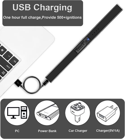 2 حزمة ولاعة شمعة كهربائية طويلة ولاعة USB قابلة لإعادة الشحن ولاعة بلازما عديمة اللهب مقاومة للرياح للتخييم بالشموع in Kuwait