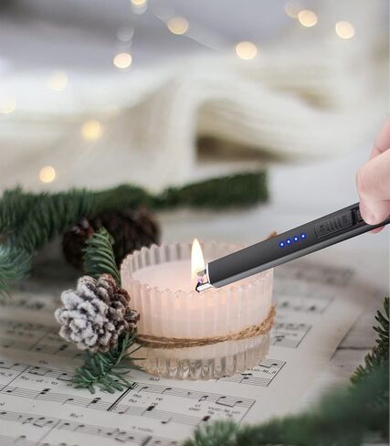 2 حزمة ولاعة شمعة كهربائية طويلة ولاعة USB قابلة لإعادة الشحن ولاعة بلازما عديمة اللهب مقاومة للرياح للتخييم بالشموع in Kuwait