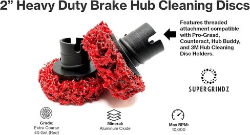 SuperGrindz 6 Pack 2" Heavy Duty Brake Hub Cleaning Discs, Brake Drum, Rotor, Around Studs Rust Removal, Replacement Pads Compatible with Pro-Graad, Counteract, Hub Buddy & 3M Hub Cleaning Holders in Kuwait