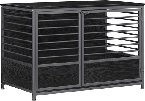 أثاث قفص الكلاب، طاولة نهاية جانبية لقفص الكلاب الخشبي شديد التحمل من ميلوس، بيت للكلاب داخلي، هيكل أنبوبي فولاذي بتصميم زخرفي، بيت قفص للحيوانات الأليفة للكلاب الكبيرة/المتوسطة/الصغيرة، بني ريفي in Kuwait