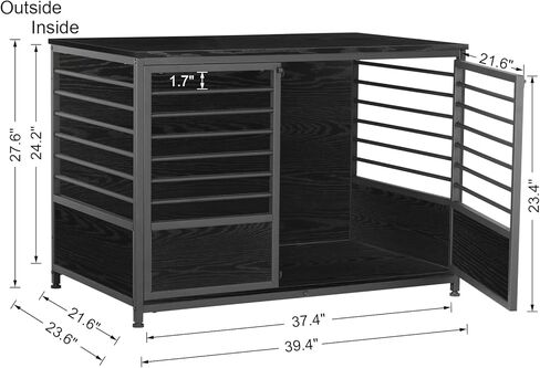 أثاث قفص الكلاب، طاولة نهاية جانبية لقفص الكلاب الخشبي شديد التحمل من ميلوس، بيت للكلاب داخلي، هيكل أنبوبي فولاذي بتصميم زخرفي، بيت قفص للحيوانات الأليفة للكلاب الكبيرة/المتوسطة/الصغيرة، بني ريفي in Kuwait