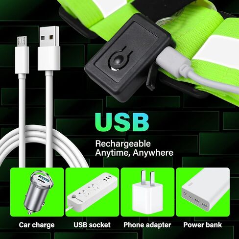 سترة عاكسة مطورة باضاءة LED للركض، سترة ركض عاكسة قابلة لاعادة الشحن بمنفذ USB مع شنطة جوال مقاومة للماء، معدات جري ليلية عالية الوضوح مع خصر وكتف قابلين للتعديل للرجال والنساء in Saudi Arabia