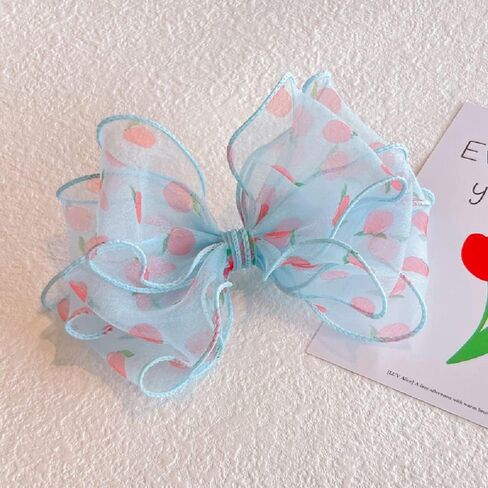 هوت اند ساتيون ربطات شعر كبيرة 6 انش للبنات من 3 قطع، اكسسوارات شعر بشريط من الحرير المضلع مع مشابك تمساح للاطفال الصغار والمراهقين، زهري واصفر وازرق in Kuwait