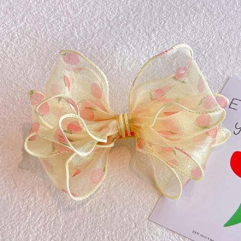 هوت اند ساتيون ربطات شعر كبيرة 6 انش للبنات من 3 قطع، اكسسوارات شعر بشريط من الحرير المضلع مع مشابك تمساح للاطفال الصغار والمراهقين، زهري واصفر وازرق in Kuwait