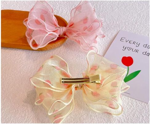 هوت اند ساتيون ربطات شعر كبيرة 6 انش للبنات من 3 قطع، اكسسوارات شعر بشريط من الحرير المضلع مع مشابك تمساح للاطفال الصغار والمراهقين، زهري واصفر وازرق in Kuwait