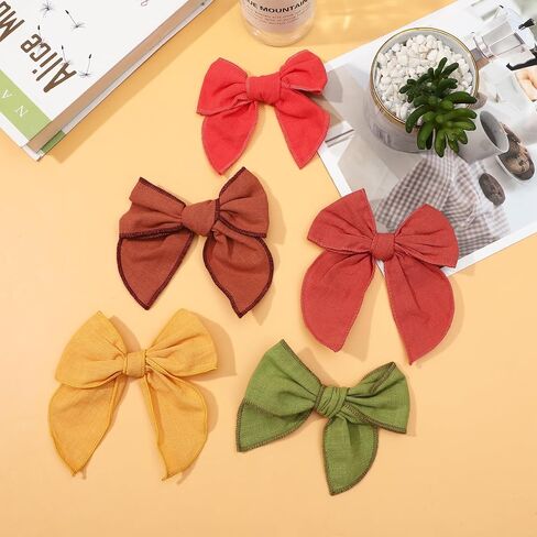 SUABNG 26 Pieces Bow Hair Clips for Baby Girls Cotton Linen Hair Bows Hair Barrettes with Bow Colorful Hair Accessories for Baby Toddlers Girls in Kuwait