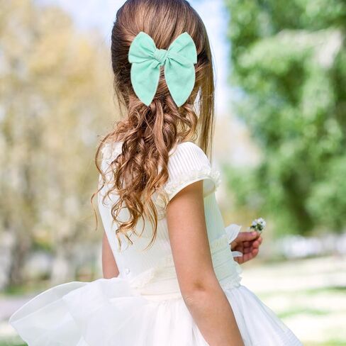 SUABNG 26 Pieces Bow Hair Clips for Baby Girls Cotton Linen Hair Bows Hair Barrettes with Bow Colorful Hair Accessories for Baby Toddlers Girls in Kuwait