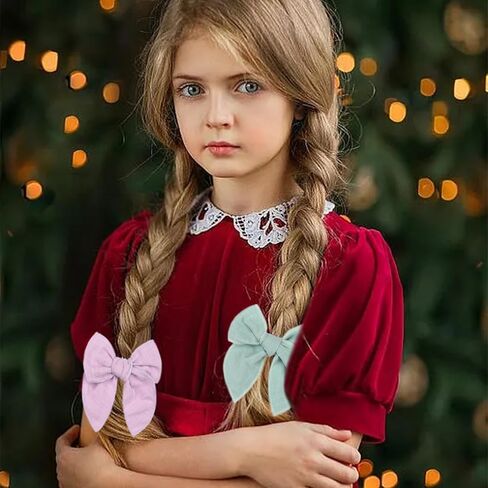 SUABNG 26 Pieces Bow Hair Clips for Baby Girls Cotton Linen Hair Bows Hair Barrettes with Bow Colorful Hair Accessories for Baby Toddlers Girls in Kuwait