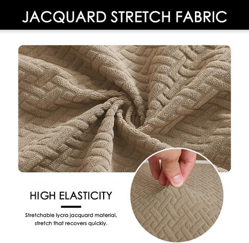 FORCHEER Dining Chair Covers and Bench Covers Set Waterproof Jacquard Chair Slipcover Set of 4 Washable Parsons Chair Slipcover - 4 PCS Chair Cover+1 PC Bench Cover （Waterproof-Light Brown） in Saudi Arabia