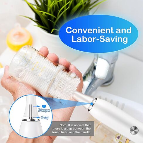 Electric Baby Bottle Brush, BicycleStore Waterproof Bottle Brush Cleaner Set with 4 Adjustable Speed, USB Rechargeable Water Bottle Scrubber Brushes with 5 Head for Baby Bottle and Kitchen Cleaning in Kuwait