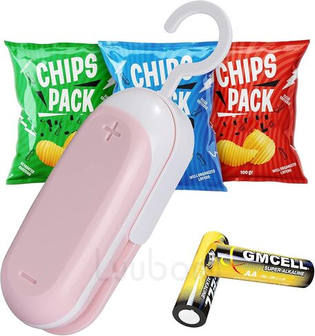 Luubom Mini Bag Sealer, Portable Heat Vacuum Sealers, Plastic Bag Sealer with Cutter 2 in 1, Handheld with Hook for Chip Food Storage, Grey in Kuwait