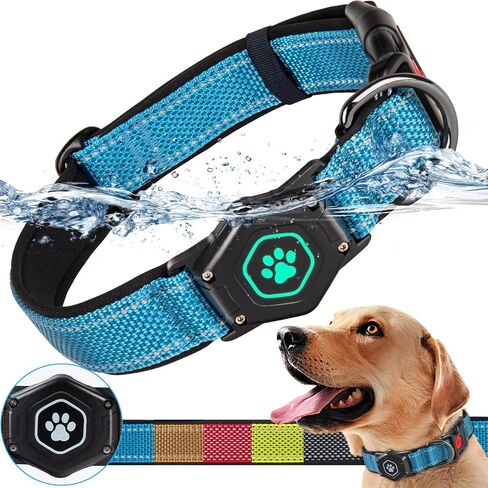 AirTag Dog Collar with Waterproof Air tag Holder, Luminous & Reflective,Comfortable and Durable 1000D Nylon, Dual Safety Buckle,Fit for Medium or Heavy Duty Large and Active Dogs【Airtag not Included】 in Saudi Arabia