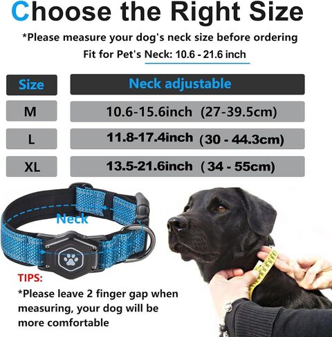 AirTag Dog Collar with Waterproof Air tag Holder, Luminous & Reflective,Comfortable and Durable 1000D Nylon, Dual Safety Buckle,Fit for Medium or Heavy Duty Large and Active Dogs【Airtag not Included】 in Saudi Arabia