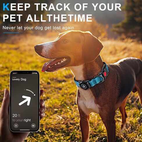AirTag Dog Collar with Waterproof Air tag Holder, Luminous & Reflective,Comfortable and Durable 1000D Nylon, Dual Safety Buckle,Fit for Medium or Heavy Duty Large and Active Dogs【Airtag not Included】 in Saudi Arabia