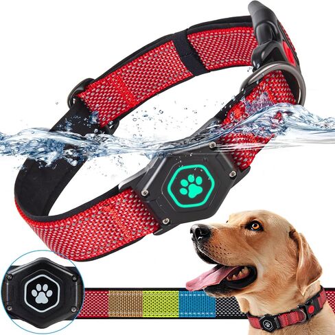 AirTag Dog Collar with Waterproof Air tag Holder, Luminous & Reflective,Comfortable and Durable 1000D Nylon, Dual Safety Buckle,Fit for Medium or Heavy Duty Large and Active Dogs【Airtag not Included】 in Saudi Arabia