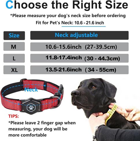 AirTag Dog Collar with Waterproof Air tag Holder, Luminous & Reflective,Comfortable and Durable 1000D Nylon, Dual Safety Buckle,Fit for Medium or Heavy Duty Large and Active Dogs【Airtag not Included】 in Saudi Arabia