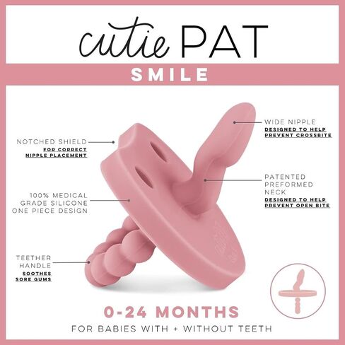 Ryan & Rose Cutie PAT Smile - Orthodontic Pro Pacifier and Teether (Rose) in Saudi Arabia