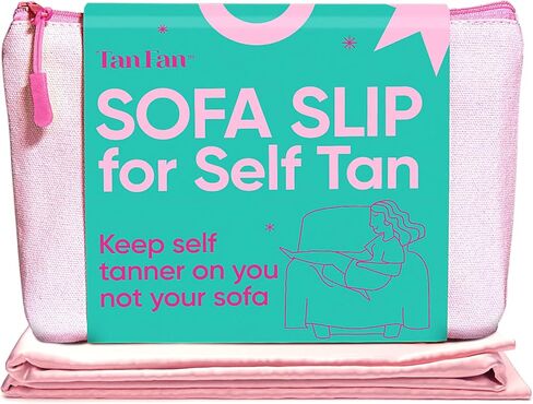 Tan Fan Self Tanner Sofa Slipcover - Keep Self Tan On You, Not Your Couch - Covers Furniture to Protect from Self Tanning Lotion - Silky Cool Poly for Oil, Sunless, Spray or Fake Tan (Large 24 x 30) in Kuwait