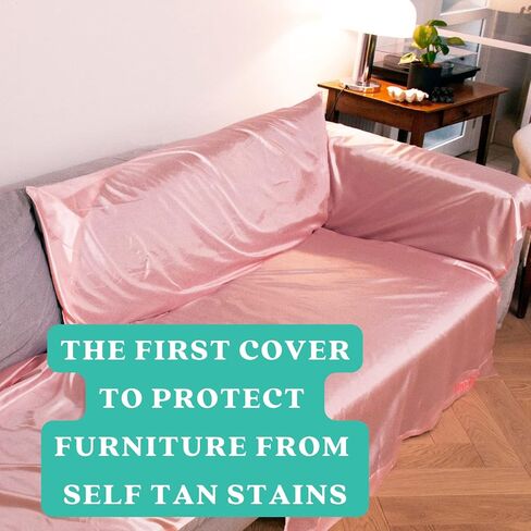 Tan Fan Self Tanner Sofa Slipcover - Keep Self Tan On You, Not Your Couch - Covers Furniture to Protect from Self Tanning Lotion - Silky Cool Poly for Oil, Sunless, Spray or Fake Tan (Large 24 x 30) in Kuwait