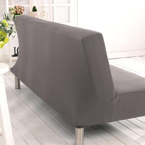 Stretch Futon Cover Armless Sofa Slipcover Foldable Sofa Bed Covers with Elastic Band, Machine Washable (Beige) in Saudi Arabia
