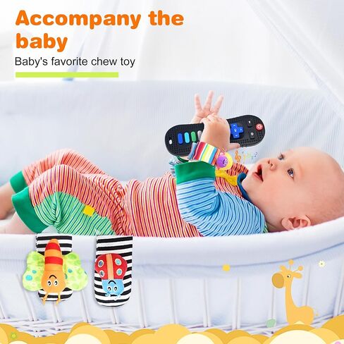 ألعاب الأطفال قدامة من 6 إلى 12 شهرًا، ألعاب تسنين ناعمة من السيليكون التنموي، جوارب معصم خشخيشة للأطفال من عمر 0 ​​إلى 6 أشهر، ألعاب مضغ على شكل ضروس للأطفال الصغار من الأولاد والبنات (أسود) in Kuwait