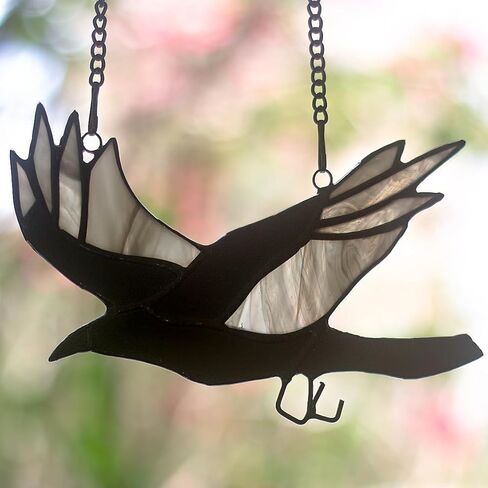 ZKULL Raven Decor الزجاج الملون - الشذوذات والفضول ديكور غريب الأطوار - ديكور قوطي ديكور المنزل القوطي - هدايا الغراب لإضافة مخيف إلى أرواحك in Kuwait
