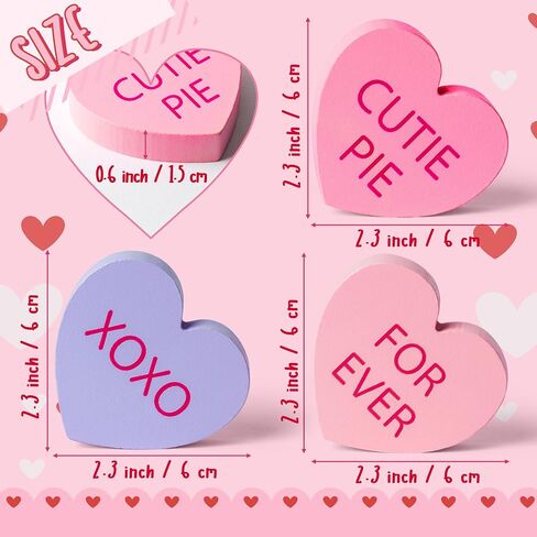 واتينك 6 قطع ديكور طاولة على شكل قلب عيد الحب، لافتة خشبية على الوجهين بتصميم عبارة Happy Valentine's Day على شكل قلب جميل لسطح الطاولة، لوازم تزيين هدايا حفلات الزفاف in Saudi Arabia