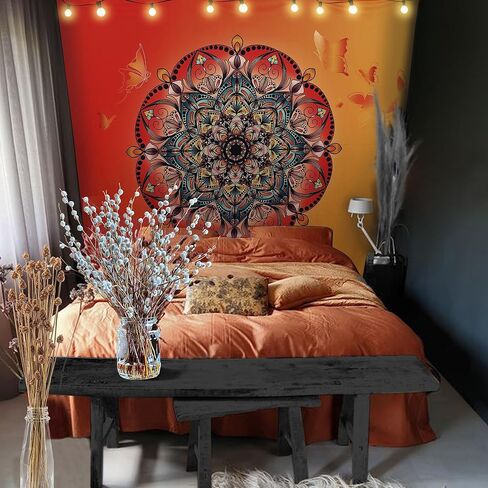 Tapestry For bedroom Wall hanging Wall art Wall deco Yoga Mind set Mandala Colorful Boho Velvet fabric No smell,FHD image,Queen size,90 * 70 in Kuwait