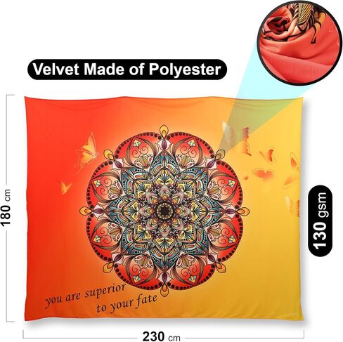 Tapestry For bedroom Wall hanging Wall art Wall deco Yoga Mind set Mandala Colorful Boho Velvet fabric No smell,FHD image,Queen size,90 * 70 in Kuwait