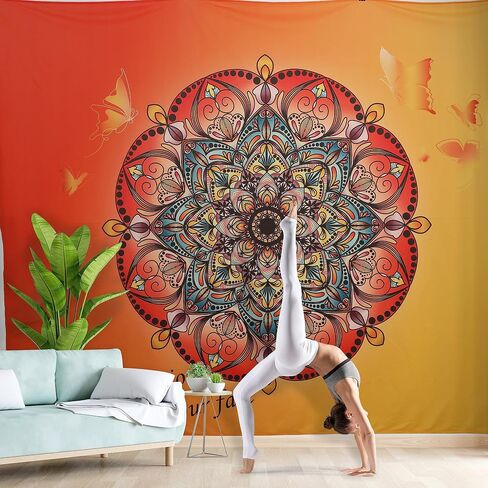 Tapestry For bedroom Wall hanging Wall art Wall deco Yoga Mind set Mandala Colorful Boho Velvet fabric No smell,FHD image,Queen size,90 * 70 in Kuwait