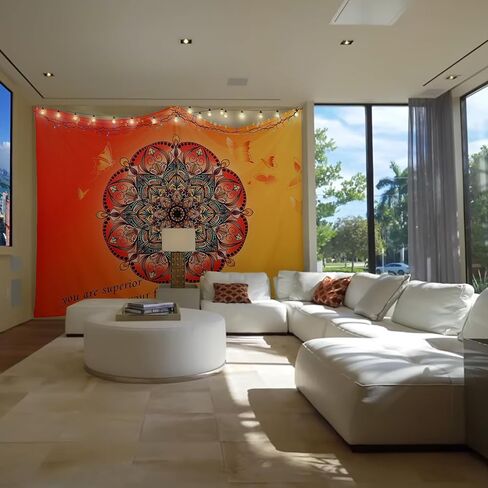 Tapestry For bedroom Wall hanging Wall art Wall deco Yoga Mind set Mandala Colorful Boho Velvet fabric No smell,FHD image,Queen size,90 * 70 in Kuwait