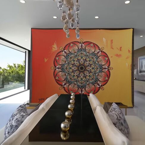 Tapestry For bedroom Wall hanging Wall art Wall deco Yoga Mind set Mandala Colorful Boho Velvet fabric No smell,FHD image,Queen size,90 * 70 in Kuwait
