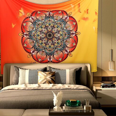 Tapestry For bedroom Wall hanging Wall art Wall deco Yoga Mind set Mandala Colorful Boho Velvet fabric No smell,FHD image,Queen size,90 * 70 in Kuwait