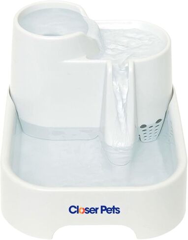 نافورة مياه للقطط من كلوزر بتس المملكة المتحدة، نافورة شرب للحيوانات الاليفة، موزع نافورة اوتوماتيكي للكلاب الصغيرة، متعدد المستويات، 2 لتر، مع فلتر مرحلتين قابل للاستبدال، صامت (كات ميت سابقا) (ابيض) in Kuwait
