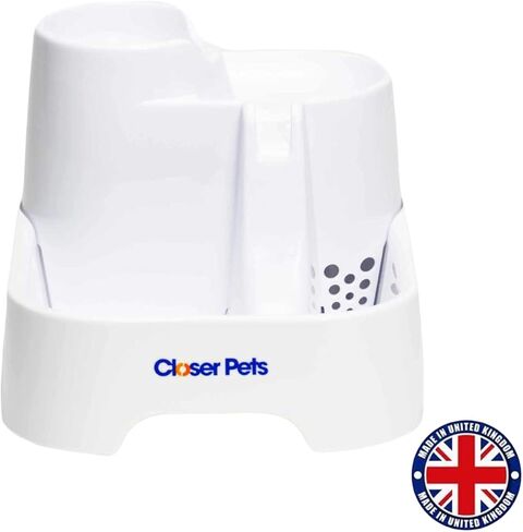 نافورة مياه للقطط من كلوزر بتس المملكة المتحدة، نافورة شرب للحيوانات الاليفة، موزع نافورة اوتوماتيكي للكلاب الصغيرة، متعدد المستويات، 2 لتر، مع فلتر مرحلتين قابل للاستبدال، صامت (كات ميت سابقا) (ابيض) in Kuwait