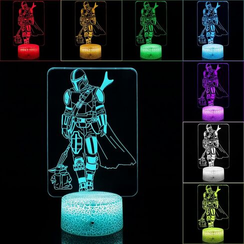 Star Wars Night Light for Kids Star Wars Gifts Mandalorian Action Figures Lamp with Timing Remote Control and 16 Color Changing Kids Room Decor Lamp Cool Stuff Boys Girls Christmas Birthday Gifts in Saudi Arabia