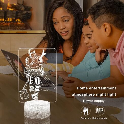 Star Wars Night Light for Kids Star Wars Gifts Mandalorian Action Figures Lamp with Timing Remote Control and 16 Color Changing Kids Room Decor Lamp Cool Stuff Boys Girls Christmas Birthday Gifts in Saudi Arabia