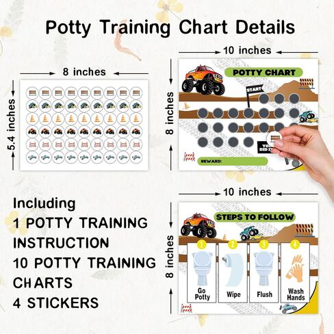 مخطط ملصقات التدريب على استخدام المرحاض من مونستر تراك، مخطط ملصقات مكافآت المرحاض للأطفال الصغار الأولاد والبنات، 10 مخطط للنونية مع 216 ملصقًا، وقت استخدام المرحاض لتعليم الأطفال في المدارس أو التدريب المنزلي -08 in Kuwait