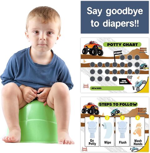 مخطط ملصقات التدريب على استخدام المرحاض من مونستر تراك، مخطط ملصقات مكافآت المرحاض للأطفال الصغار الأولاد والبنات، 10 مخطط للنونية مع 216 ملصقًا، وقت استخدام المرحاض لتعليم الأطفال في المدارس أو التدريب المنزلي -08 in Kuwait