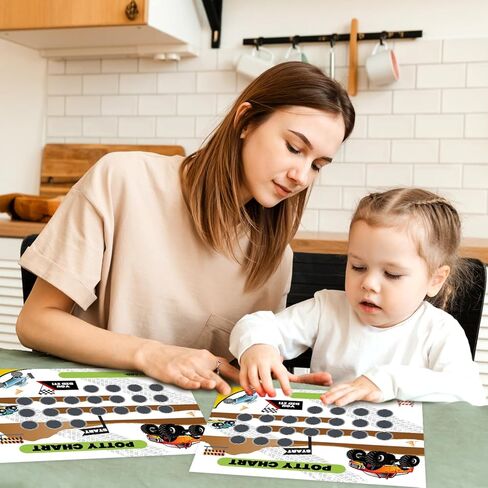 مخطط ملصقات التدريب على استخدام المرحاض من مونستر تراك، مخطط ملصقات مكافآت المرحاض للأطفال الصغار الأولاد والبنات، 10 مخطط للنونية مع 216 ملصقًا، وقت استخدام المرحاض لتعليم الأطفال في المدارس أو التدريب المنزلي -08 in Kuwait