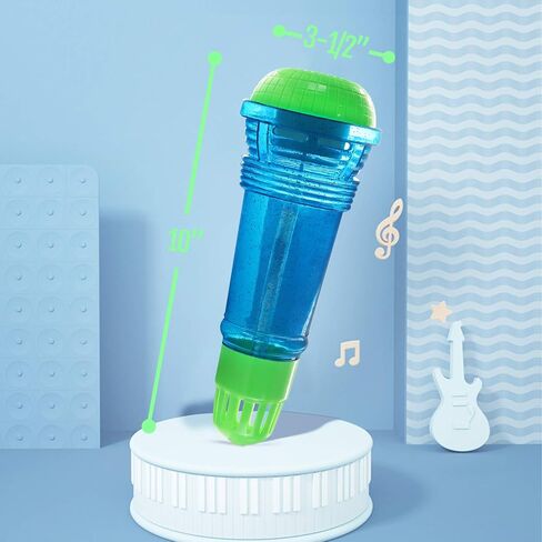 Novelty Place Echo Mic للأطفال والأطفال الصغار - ميكروفون كاريوكي سحري بدون بطارية لتضخيم الصوت لعبة ريترو للغناء والكلام والعلاج بالتواصل - 10 بوصة (أزرق وأخضر) in Kuwait