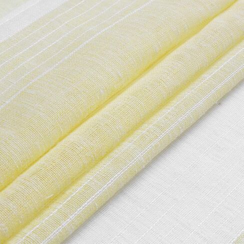 ستائر المطبخ الشفافة Haperlare مقاس 91.44 سم، ستائر نافذة مخططة عموديًا، ستائر مقهى من الكتان الصناعي المزخرف بجيب قضيب جيب نصف نافذة مجموعة ستائر قصيرة، أصفر، مجموعة من 2 in Kuwait