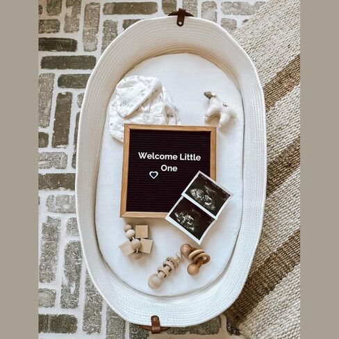 White Baby Changing Basket Table Topper for Dresser with Thick Foam Pad | Foldable Moses Basket with Removable Cover | Cotton Rope Storage Basket | Gender Neutral Baby Gift in Kuwait