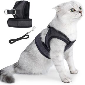 Dotoner Cat Harness and Leash Escape Proof Adjustable Vest for Cats Cat Walking Jacket with Air Mesh Harness and Running Cushioning Easy Control Outdoor Vest Black in Kuwait